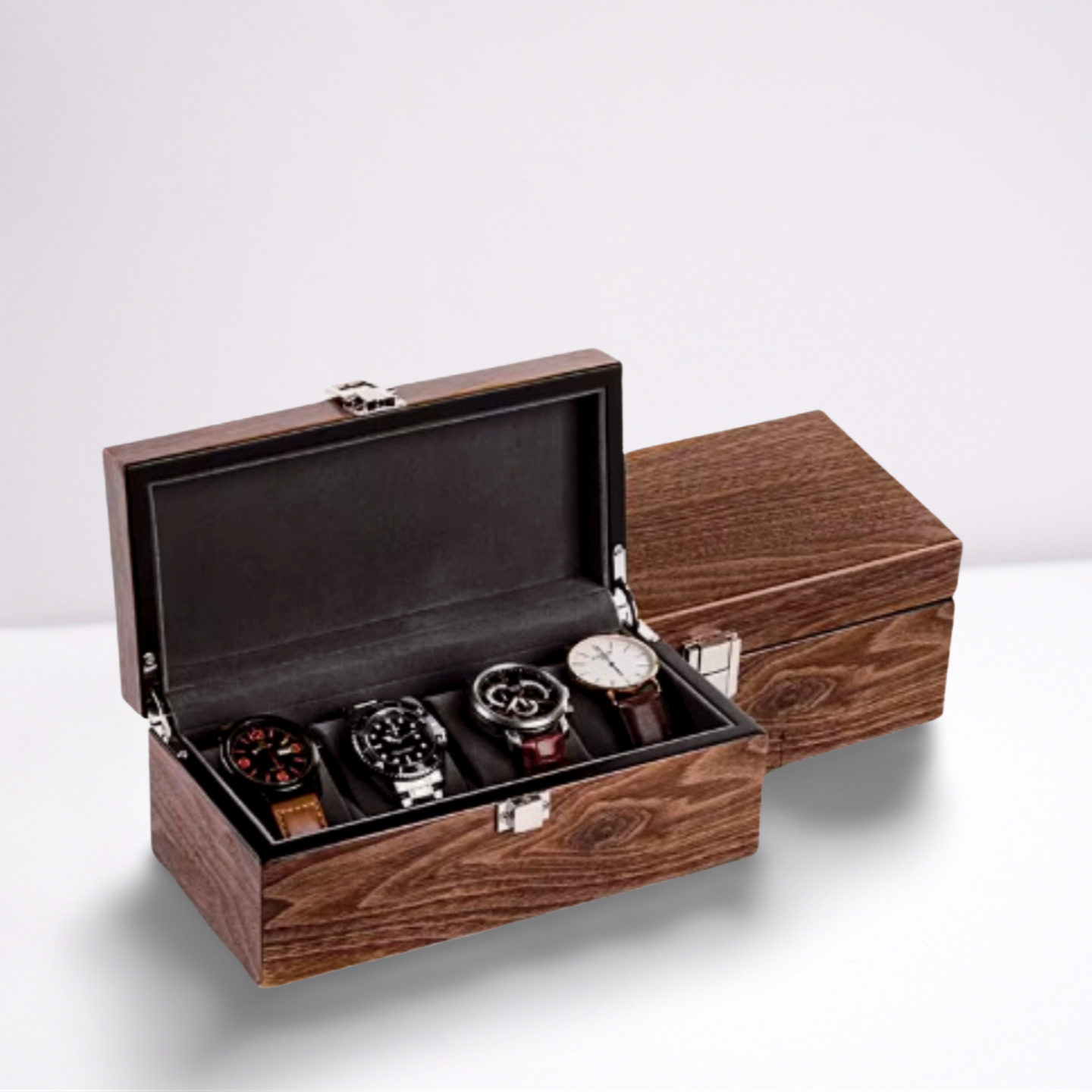 2 boxes of wooden watch winders