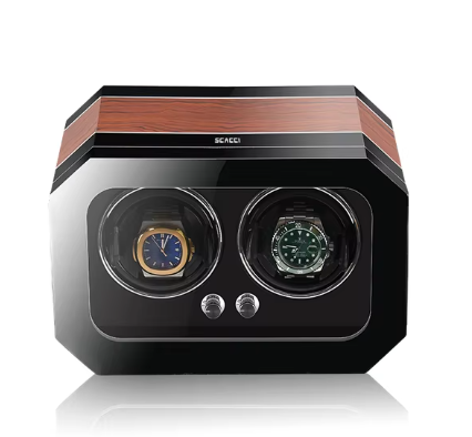black and brown 2 watch winder box