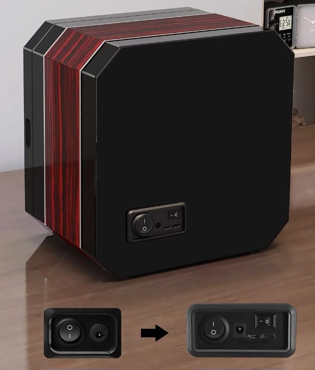back side of 4 watch winder box
